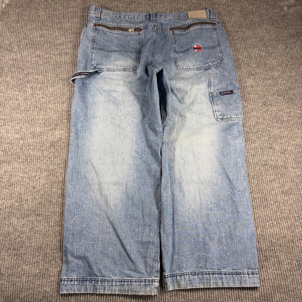 Bugle Boy‎ Jeans Mens 40x30 Carpenter Blue Denim Wide Leg Cargo Y2K Baggy Vtg